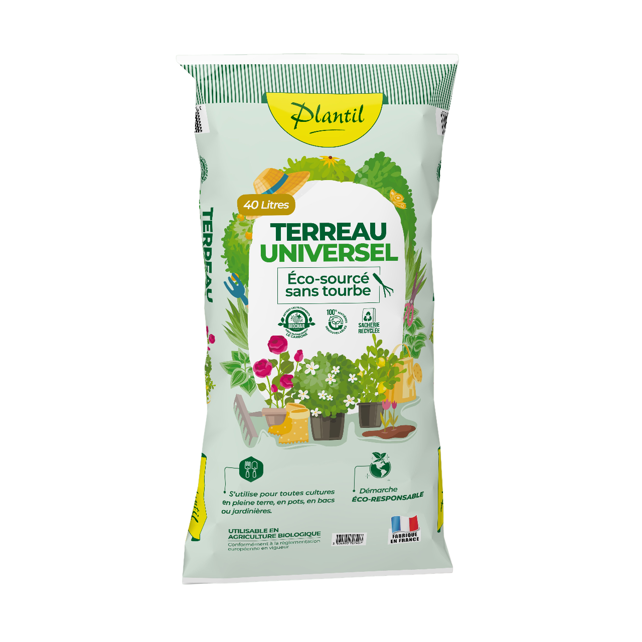 Terreau Biologique Sans Tourbe - Cultivez des Plantes Saines - 40L